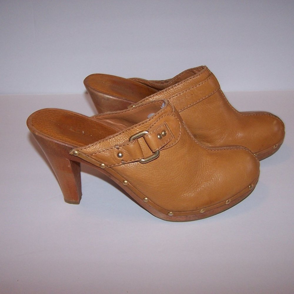 Antonio Melani Leather Platform Mules Clogs 10 M